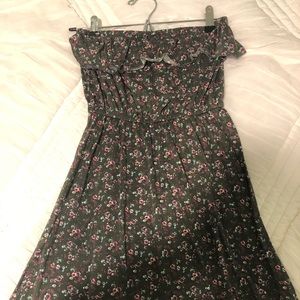 Floral strapless high low dress